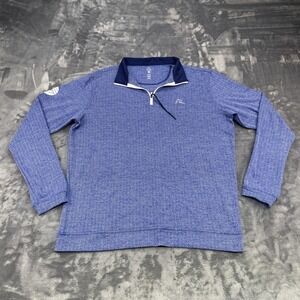 Rhoback Shirt Men's M Long Sleeve Blue Herringbone Performance Chevron